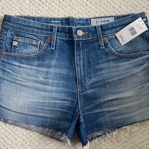 New AG The Brynn Blue Washed Cutoff Denim Shorts, size 27